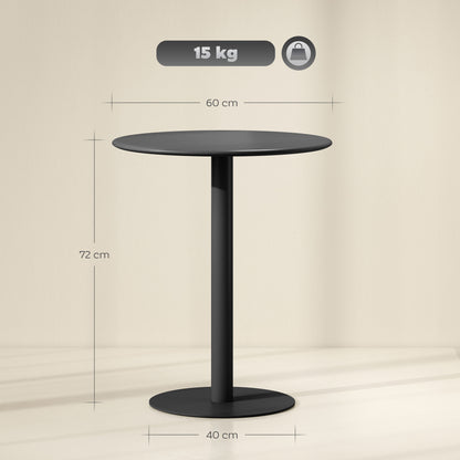 Dining Table, Round Kitchen Table for 2 Persons, Modern Dining Table for Living Room, Garden, Steel, Ø60 x 72 cm, Black