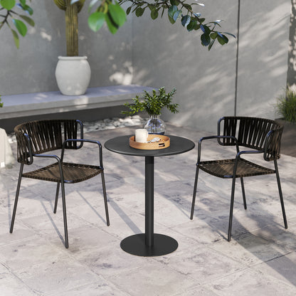 Dining Table, Round Kitchen Table for 2 Persons, Modern Dining Table for Living Room, Garden, Steel, Ø60 x 72 cm, Black