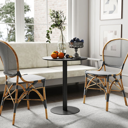 Dining Table, Round Kitchen Table for 2 Persons, Modern Dining Table for Living Room, Garden, Steel, Ø60 x 72 cm, Black