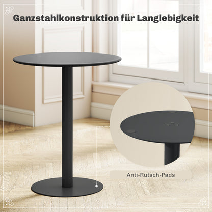 Dining Table, Round Kitchen Table for 2 Persons, Modern Dining Table for Living Room, Garden, Steel, Ø60 x 72 cm, Black