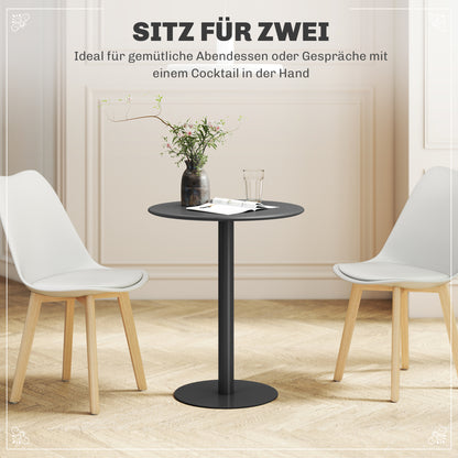 Dining Table, Round Kitchen Table for 2 Persons, Modern Dining Table for Living Room, Garden, Steel, Ø60 x 72 cm, Black