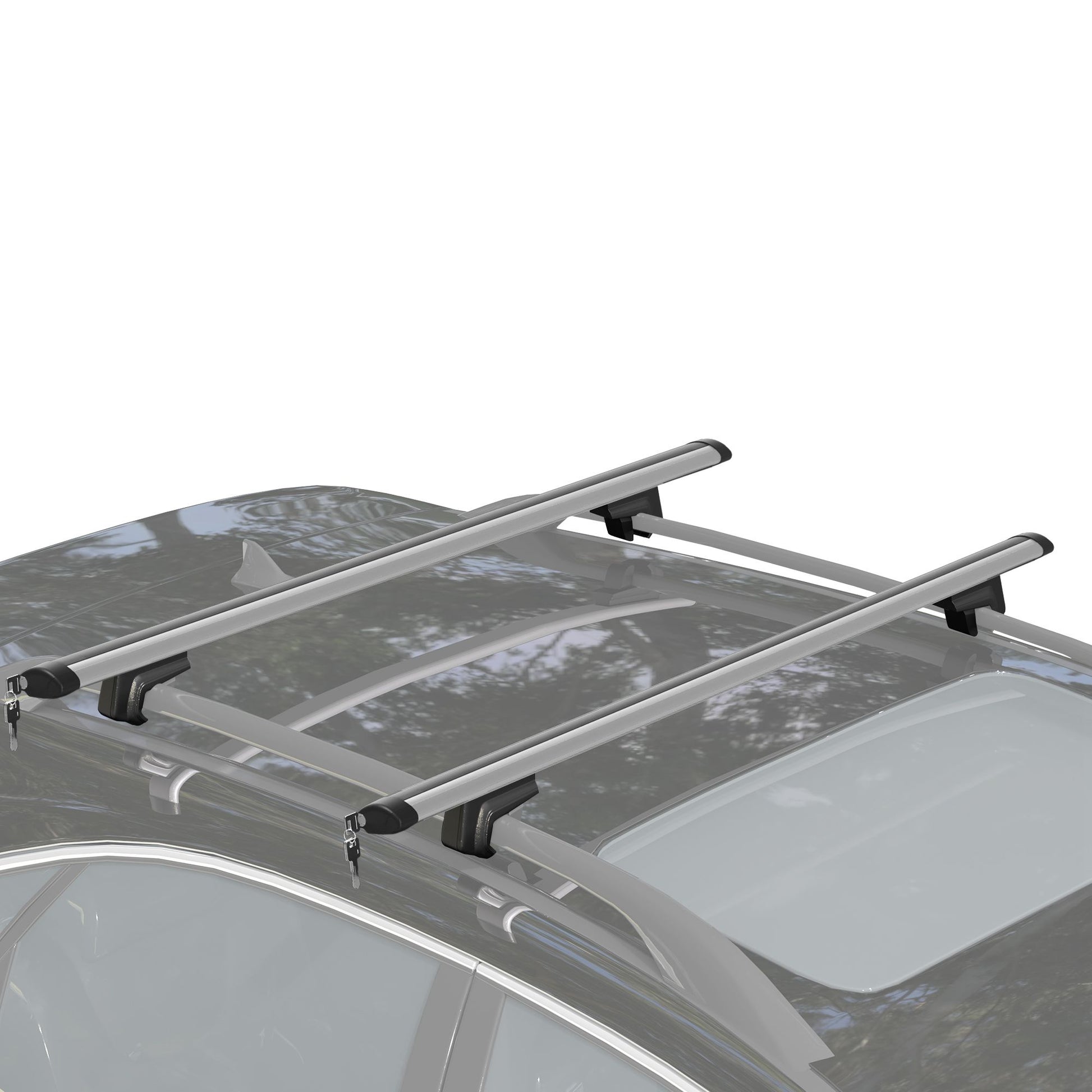 Universal Roof Bars for Vehicles Aluminum Roof Racks Car Automobile Universal Roof Rack with Lock 75 kg Load Capacity 123.5 cm Silver