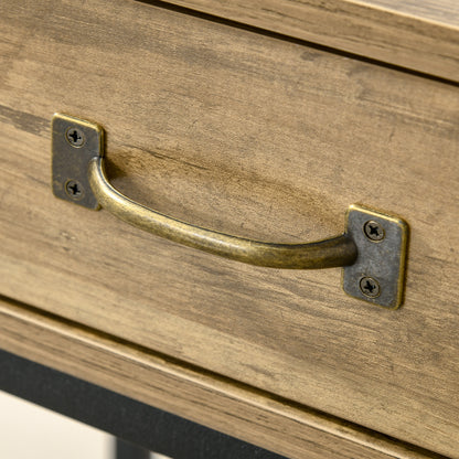 Console Table with Shelf and 2 Drawers, 100 x 35 x 76.5 cm Side Table Coffee Table Display Table for Small Space, Entryway, Hallway, Living Room Brown+Black