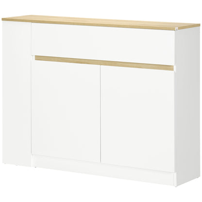 White Kitchen Sideboard with 2 Doors Drawer and 3 Open Shelves Storage Cabinet for Living Room Dining Room 110x29.5x82 cm