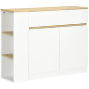 White Kitchen Sideboard with 2 Doors Drawer and 3 Open Shelves Storage Cabinet for Living Room Dining Room 110x29.5x82 cm