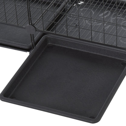 Modular rodent enclosure cage dim. L 111 x W 75 x H 119 cm 3 levels 4 doors black wire mesh