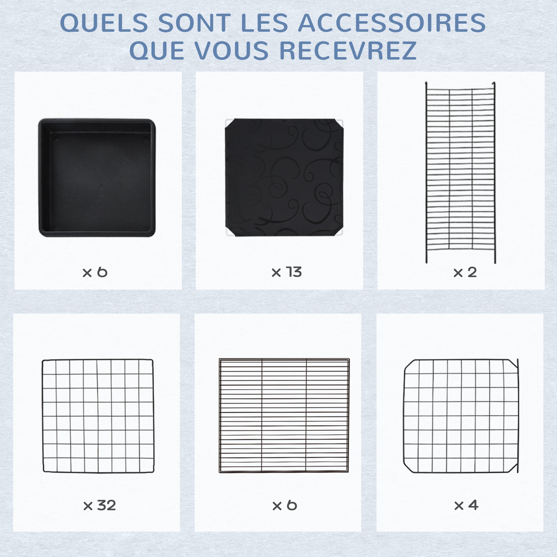Modular rodent enclosure cage dim. L 111 x W 75 x H 119 cm 3 levels 4 doors black wire mesh