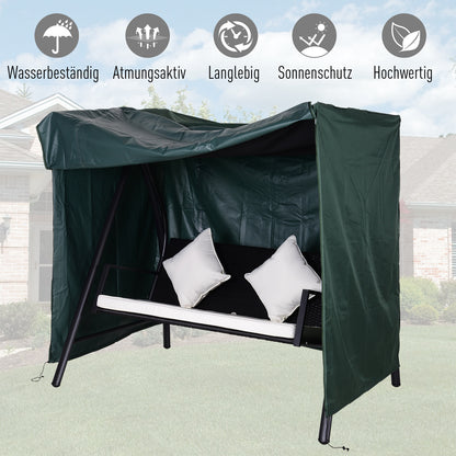 Hollywood Swing Cover 3 Seater, Water Repellent Winterproof Protective Cover for Garden Swing, UV Resistant Tarpaulin, Cover, Tear-Resistant 420D Oxford Fabric, 177x114x152cm Dark Green