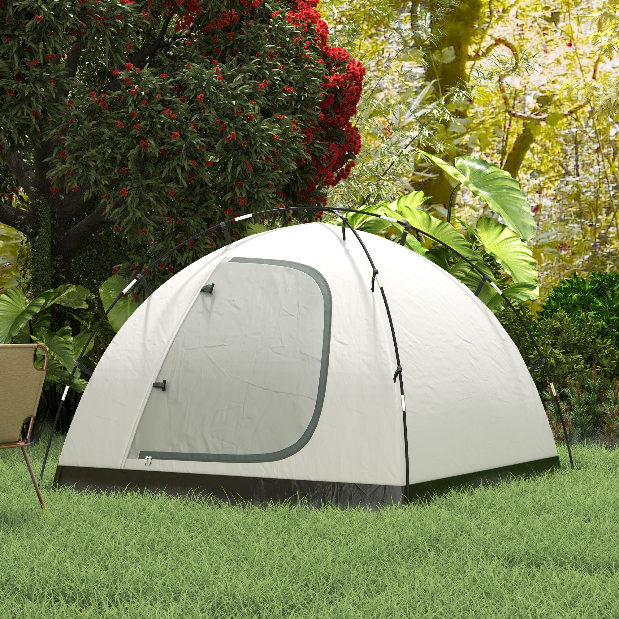 2-4 Person Camping Tent, Waterproof Family Dome Tent, with Windows, Pocket, Carrying Bag and Hook, for Picnics, Hiking, Trekking, Camping, Sky Blue