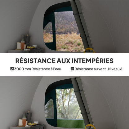 2-4 Person Camping Tent, Waterproof Family Dome Tent, with Windows, Pocket, Carrying Bag and Hook, for Picnics, Hiking, Trekking, Camping, Sky Blue