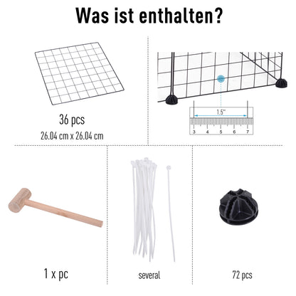 Playpen Playpen DIY Puppy Playpen Mesh Playpen for Small Animals made of Metal Mesh Barrier Small Pets Playpen for Indoors 36 Panels Black 146 x 73 x 73 cm