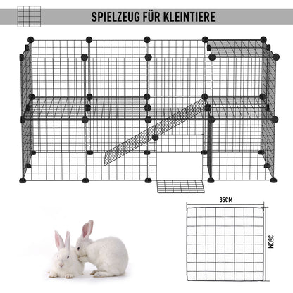 Playpen Playpen DIY Puppy Playpen Mesh Playpen for Small Animals made of Metal Mesh Barrier Small Pets Playpen for Indoors 36 Panels Black 146 x 73 x 73 cm