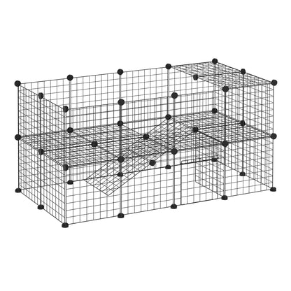 Playpen Playpen DIY Puppy Playpen Mesh Playpen for Small Animals made of Metal Mesh Barrier Small Pets Playpen for Indoors 36 Panels Black 146 x 73 x 73 cm