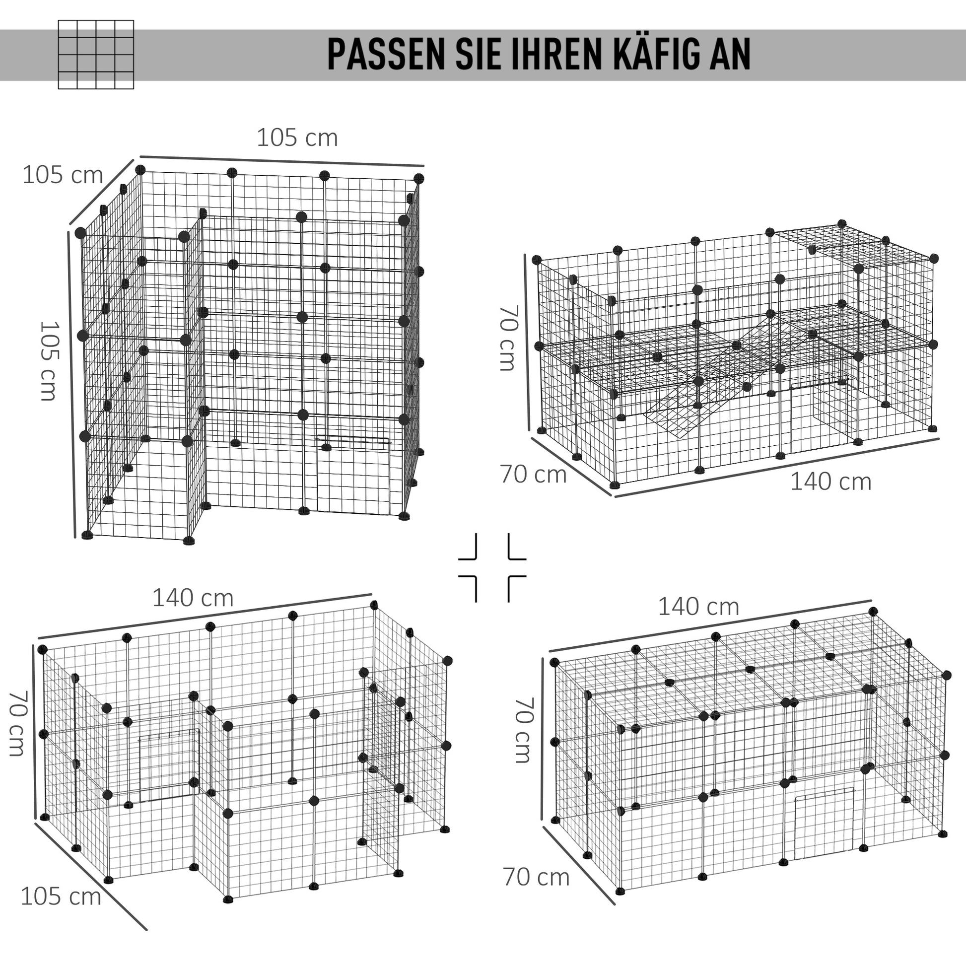 Playpen Playpen DIY Puppy Playpen Mesh Playpen for Small Animals made of Metal Mesh Barrier Small Pets Playpen for Indoors 36 Panels Black 146 x 73 x 73 cm