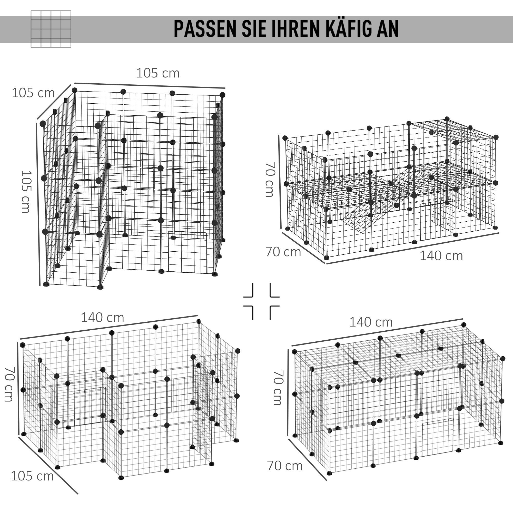 Playpen Playpen DIY Puppy Playpen Mesh Playpen for Small Animals made of Metal Mesh Barrier Small Pets Playpen for Indoors 36 Panels Black 146 x 73 x 73 cm