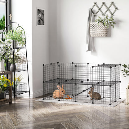 Playpen Playpen DIY Puppy Playpen Mesh Playpen for Small Animals made of Metal Mesh Barrier Small Pets Playpen for Indoors 36 Panels Black 146 x 73 x 73 cm