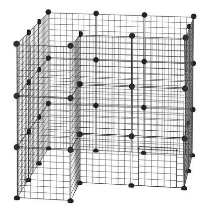 Playpen Playpen DIY Puppy Playpen Mesh Playpen for Small Animals made of Metal Mesh Barrier Small Pets Playpen for Indoors 36 Panels Black 146 x 73 x 73 cm