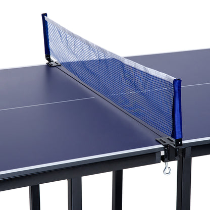 Table Tennis Table, Ping Pong Table with Net, Convertible into 2 Tables, Medium Size, Foldable Legs, 182 x 91 x 76 cm Blue