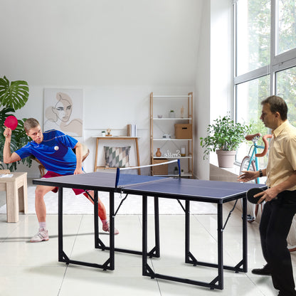 Table Tennis Table, Ping Pong Table with Net, Convertible into 2 Tables, Medium Size, Foldable Legs, 182 x 91 x 76 cm Blue