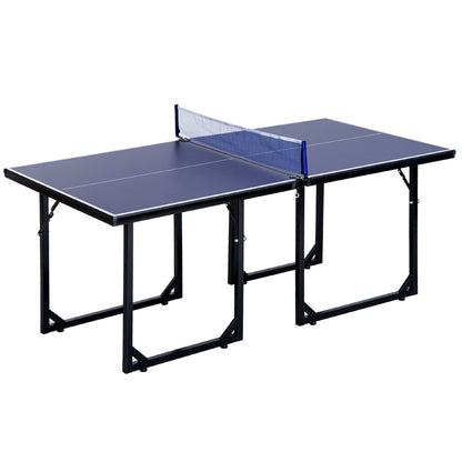 Table Tennis Table, Ping Pong Table with Net, Convertible into 2 Tables, Medium Size, Foldable Legs, 182 x 91 x 76 cm Blue