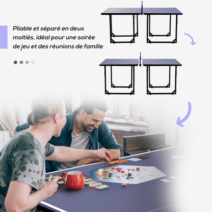 Table Tennis Table, Ping Pong Table with Net, Convertible into 2 Tables, Medium Size, Foldable Legs, 182 x 91 x 76 cm Blue