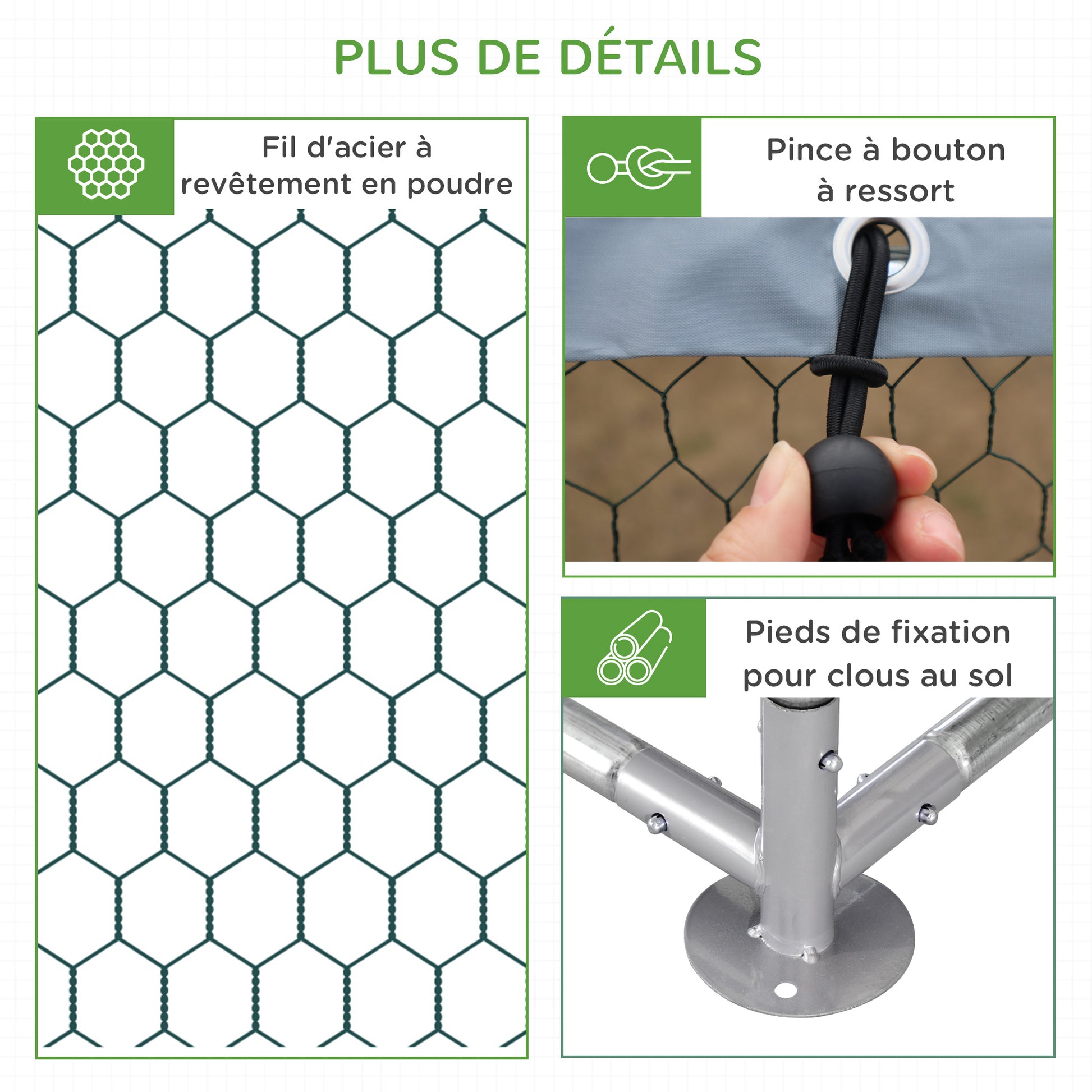 Outdoor Chicken Coop Enclosed Pen 18 m² - Aviary Kennel 6 x 3 x 1.95 m - Covered Space - Galvanized Steel