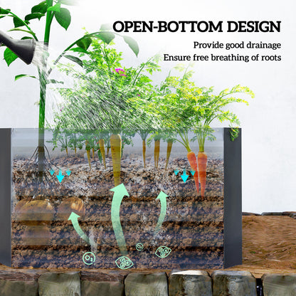 Galvanized Steel Raised Garden Bed 71 x 35.4 x 22.6 in — Deep Planter with Support Rods & Open Bottom, Weatherproof Herb and Vegetable Planter for Garden & Balcony, Dark Gray