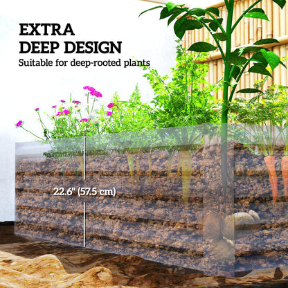 Galvanized Steel Raised Garden Bed 71 x 35.4 x 22.6 in — Deep Planter with Support Rods & Open Bottom, Weatherproof Herb and Vegetable Planter for Garden & Balcony, Dark Gray