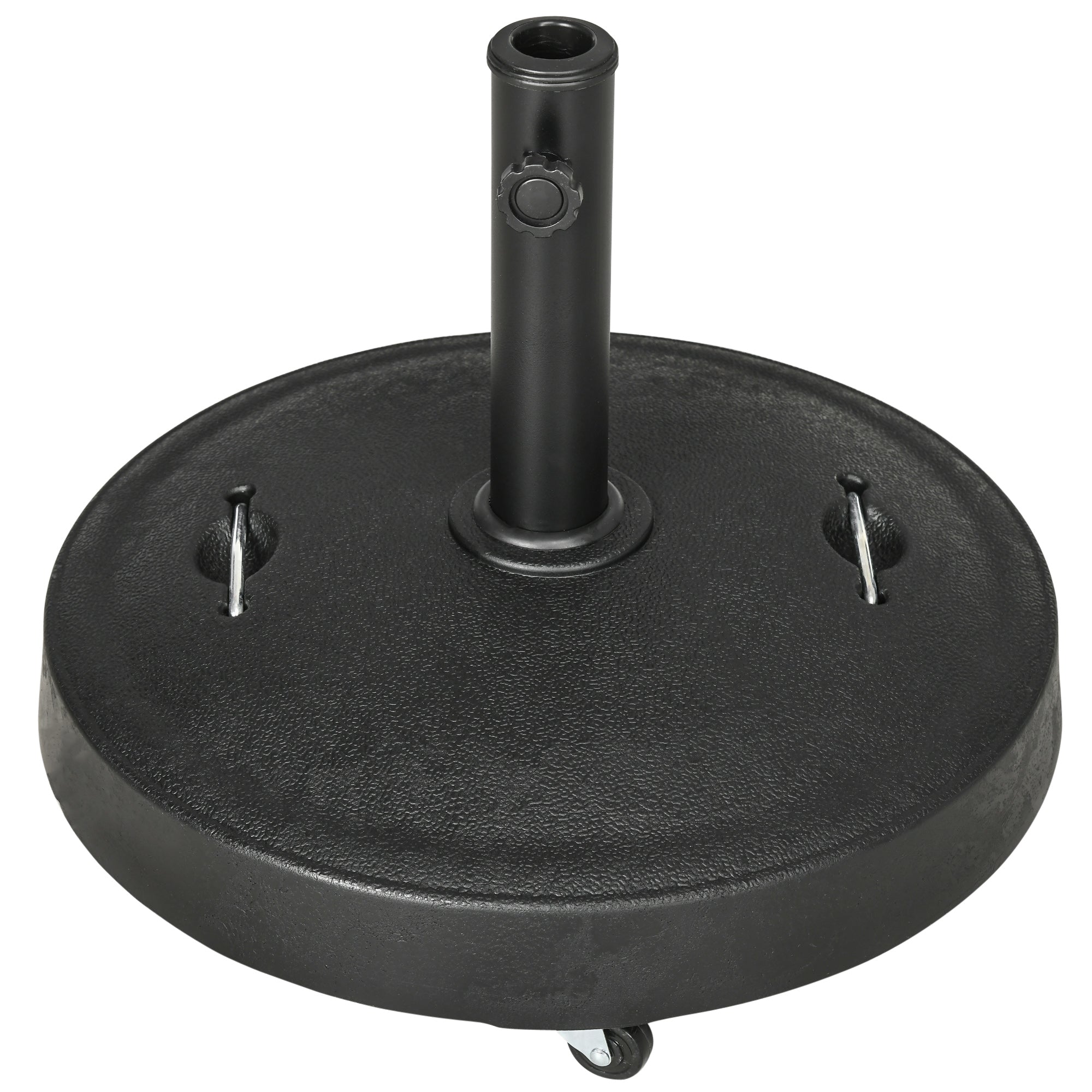 Umbrella Stand 23.5 kg Umbrella Holder with Wheels Umbrella Base for Ø38/48 mm Pole, for Garden, Balcony, Black