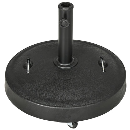 Umbrella Stand 23.5 kg Umbrella Holder with Wheels Umbrella Base for Ø38/48 mm Pole, for Garden, Balcony, Black