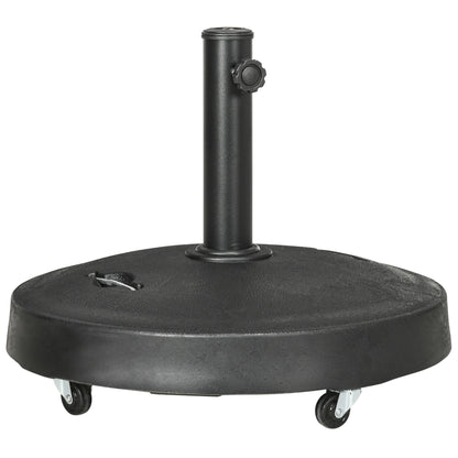 Umbrella Stand 23.5 kg Umbrella Holder with Wheels Umbrella Base for Ø38/48 mm Pole, for Garden, Balcony, Black
