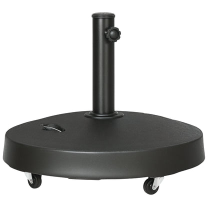 Umbrella Stand 23.5 kg Umbrella Holder with Wheels Umbrella Base for Ø38/48 mm Pole, for Garden, Balcony, Black