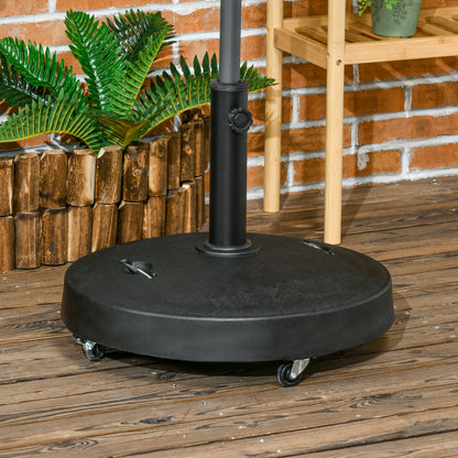 Umbrella Stand 23.5 kg Umbrella Holder with Wheels Umbrella Base for Ø38/48 mm Pole, for Garden, Balcony, Black