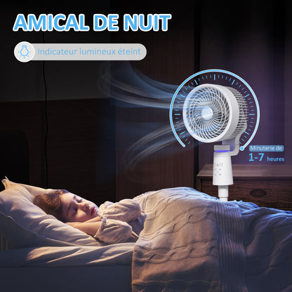 40 W Floor Fan Portable and Lightweight Air Circulator Fan, Adjustable 70°+90° Oscillation, Remote Control, 7H Timer, 3 Speeds, for Bedroom, Home or Office, White