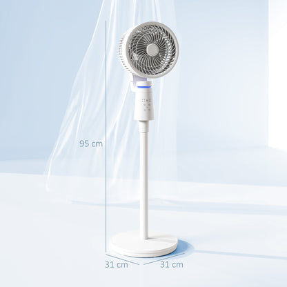 40 W Floor Fan Portable and Lightweight Air Circulator Fan, Adjustable 70°+90° Oscillation, Remote Control, 7H Timer, 3 Speeds, for Bedroom, Home or Office, White