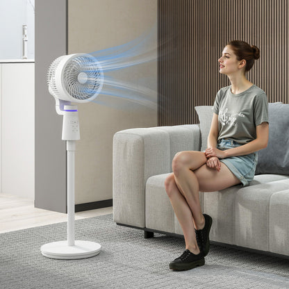 40 W Floor Fan Portable and Lightweight Air Circulator Fan, Adjustable 70°+90° Oscillation, Remote Control, 7H Timer, 3 Speeds, for Bedroom, Home or Office, White