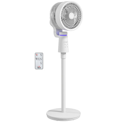 40 W Floor Fan Portable and Lightweight Air Circulator Fan, Adjustable 70°+90° Oscillation, Remote Control, 7H Timer, 3 Speeds, for Bedroom, Home or Office, White