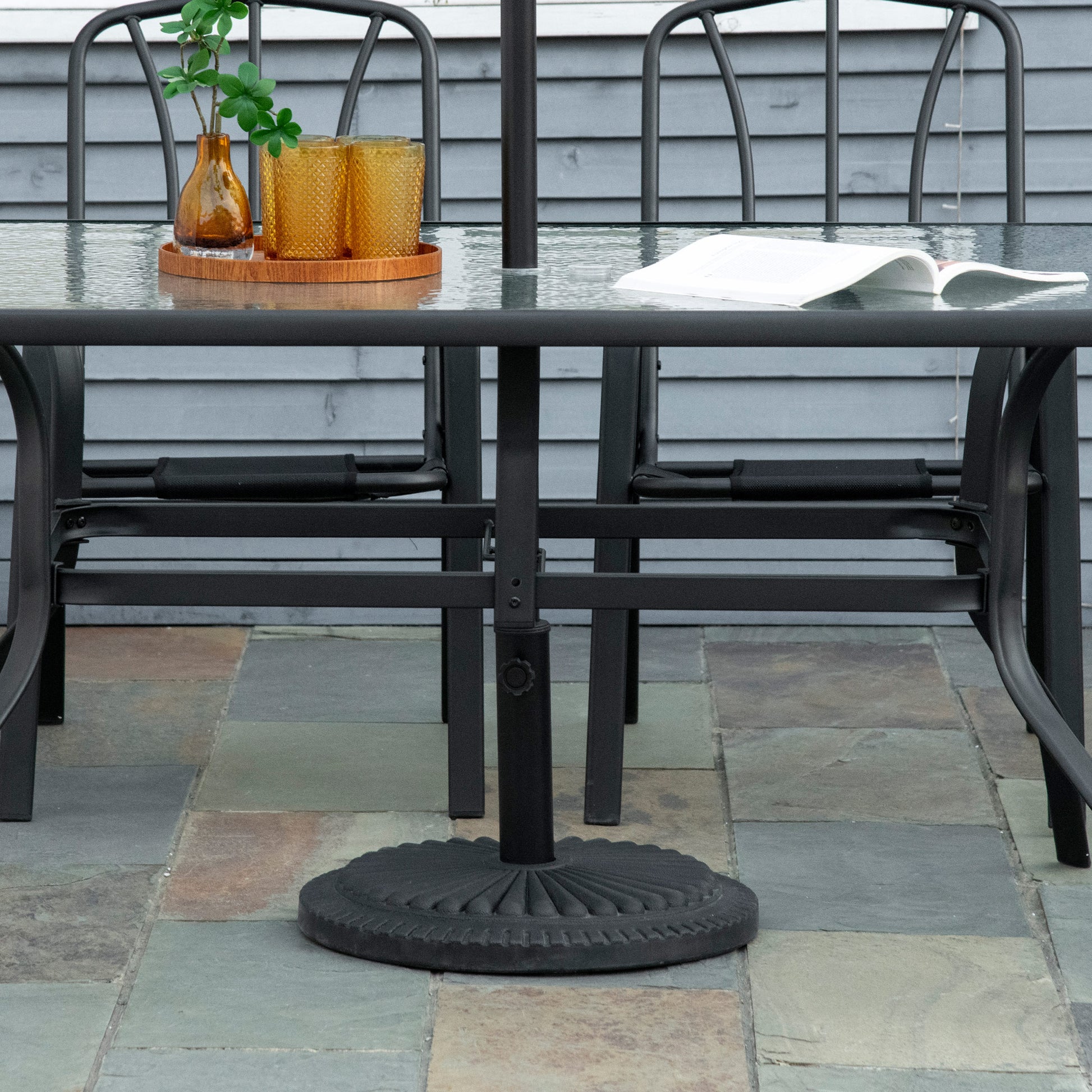 Umbrella Stand 14 kg Umbrella Base Round Umbrella Holder, Stand Umbrella Weight for Umbrella 35-48mm Pole Diameter, for Balcony, Terrace, Garden, Black