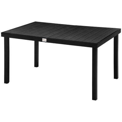 Garden Table for 6 People Dining Table Aluminum Table Garden Furniture Lounge Furniture Easy-Clean Plastic Black 140 x 90 x 74 cm