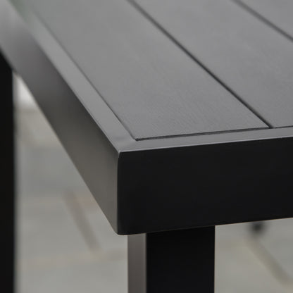Garden Table for 6 People Dining Table Aluminum Table Garden Furniture Lounge Furniture Easy-Clean Plastic Black 140 x 90 x 74 cm