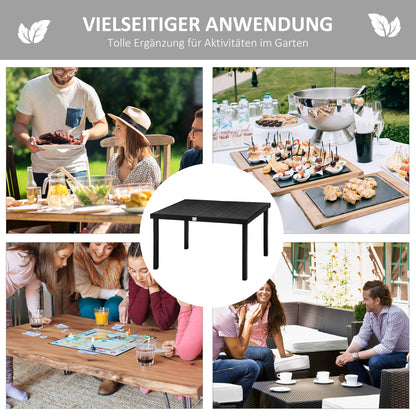 Garden Table for 6 People Dining Table Aluminum Table Garden Furniture Lounge Furniture Easy-Clean Plastic Black 140 x 90 x 74 cm