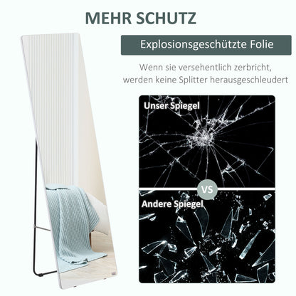 Full-Length Mirror, 160 x 45 cm Floor Mirror with Metal Frame, Large Standing Mirror for Living Room, Bedroom, Wardrobe, Hallway, Silver