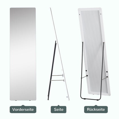 Full-Length Mirror, 160 x 45 cm Floor Mirror with Metal Frame, Large Standing Mirror for Living Room, Bedroom, Wardrobe, Hallway, Silver