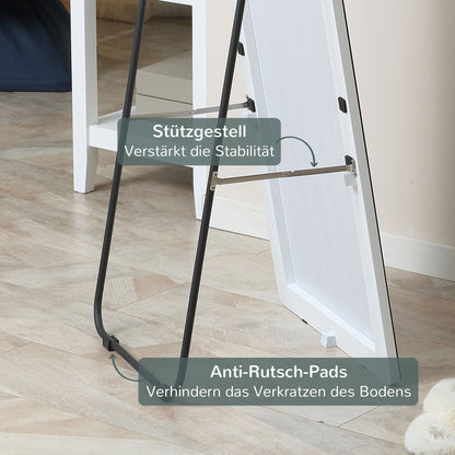 Full-Length Mirror, 160 x 45 cm Floor Mirror with Metal Frame, Large Standing Mirror for Living Room, Bedroom, Wardrobe, Hallway, Silver