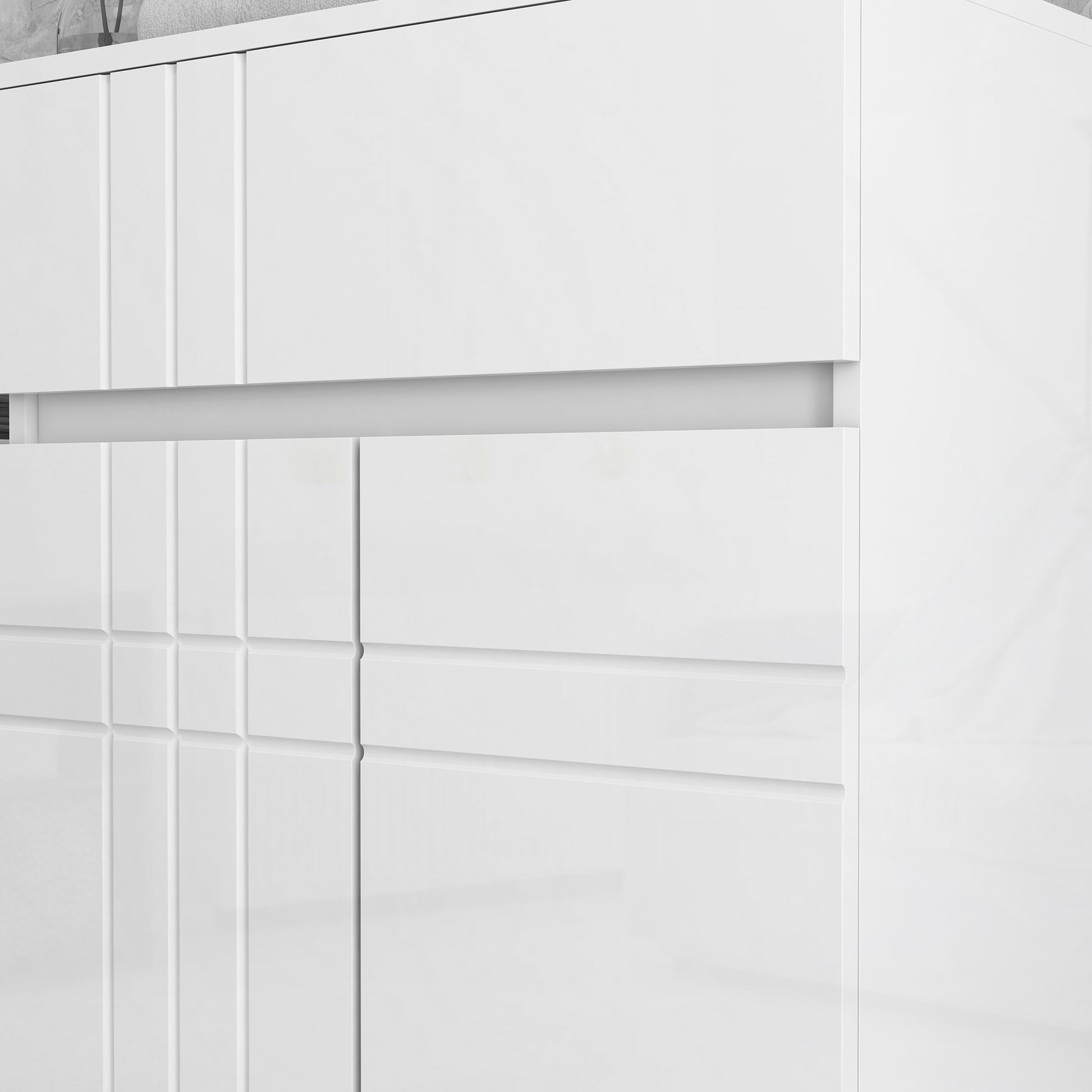 Freestanding Bathroom Storage Cabinet with 2 Doors 1 Drawer, Adjustable Shelf, Glossy White, 60W x 30D x 80H cm