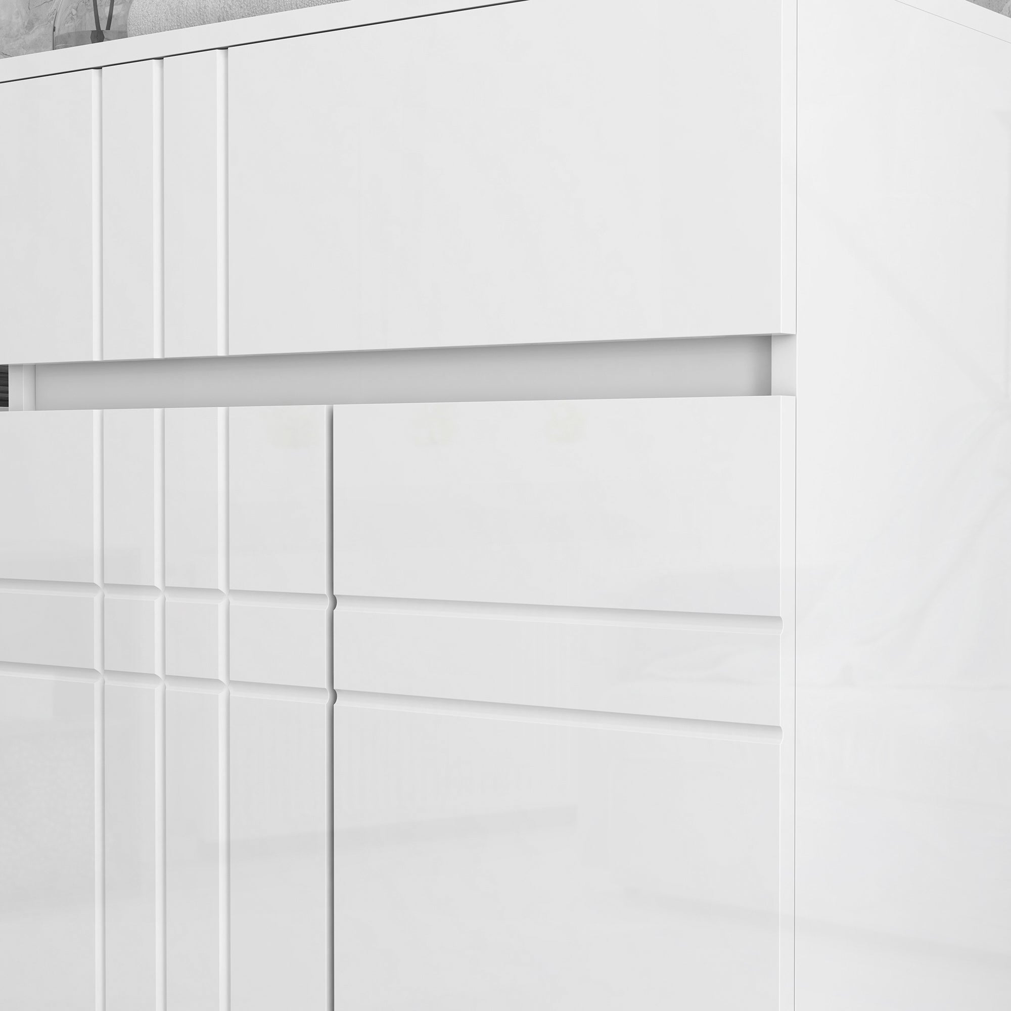 Freestanding Bathroom Storage Cabinet with 2 Doors 1 Drawer, Adjustable Shelf, Glossy White, 60W x 30D x 80H cm