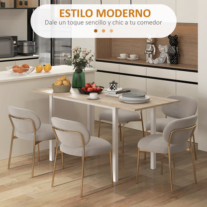 Extendable Dining Table for 4-6 People Modern Kitchen Table with Steel Legs for Dining Room 160x70x76 cm Natural Wood