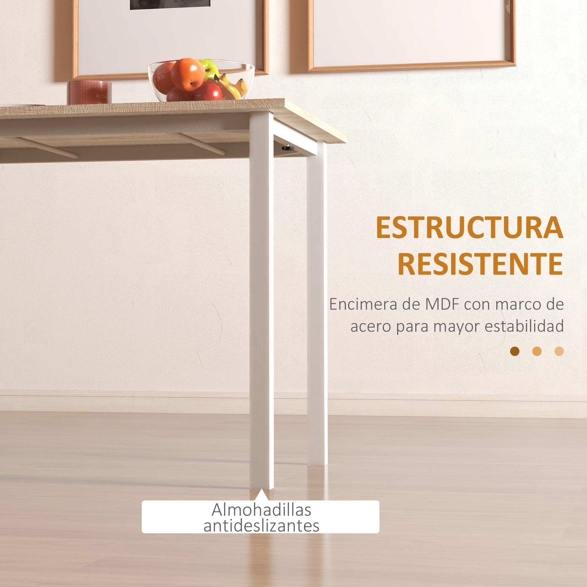 Extendable Dining Table for 4-6 People Modern Kitchen Table with Steel Legs for Dining Room 160x70x76 cm Natural Wood