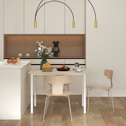 Extendable Dining Table for 4-6 People Modern Kitchen Table with Steel Legs for Dining Room 160x70x76 cm Natural Wood