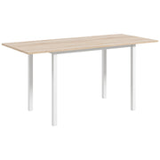 Extendable Dining Table for 4-6 People Modern Kitchen Table with Steel Legs for Dining Room 160x70x76 cm Natural Wood